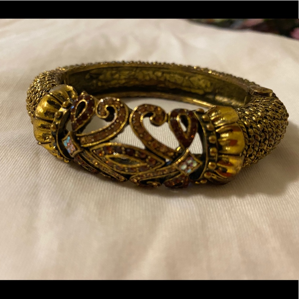 Antique gold rhinestone studded bracelet